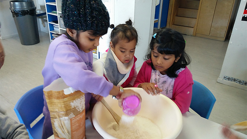 Cooking our Maori Bread at daycare