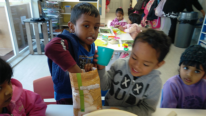 Cooking our Maori bread at daycare