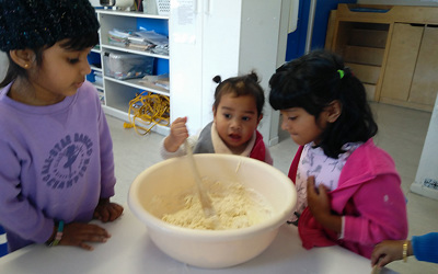 Cooking our Maori bread at daycare