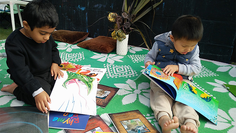 children reading legends for Matariki at daycare